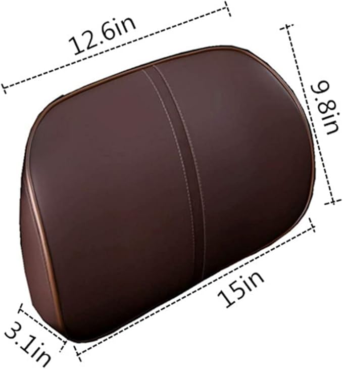 Genuine Leather Lumbar Support Pillow – Memory Foam Back Cushion for Car Seat and Office Chair, Ergonomic Waist Support, Easy-to-Clean Cover