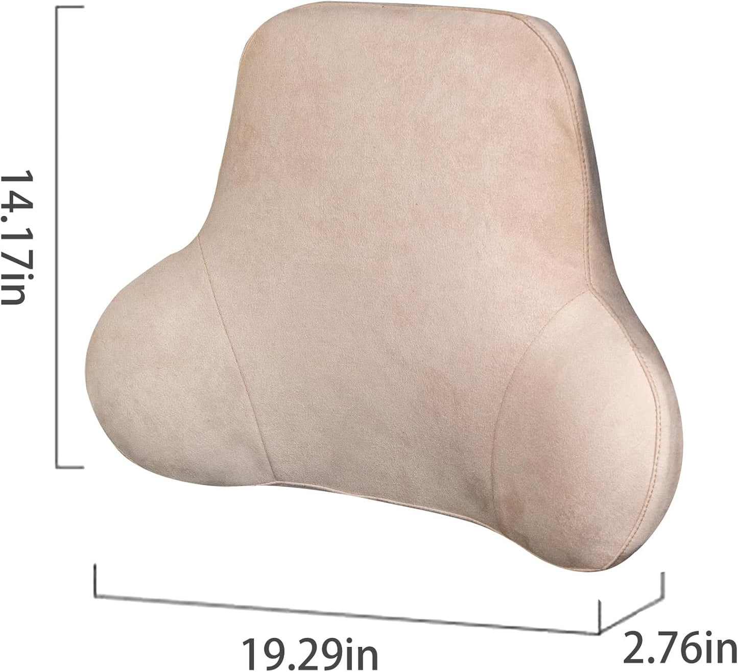 Wide Lumbar Support Pillow – Ergonomic Memory Foam Back Cushion for Car Seat and Office Chair, Suede-Feel Fabric, Removable & Washable Cover