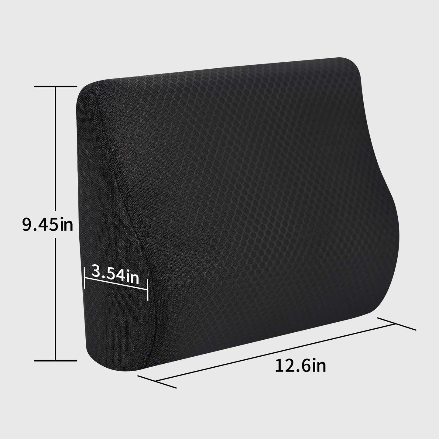 Lumbar Support Pillow for Car and Office – Ergonomic Memory Foam Back Cushion with Breathable Washable Cover