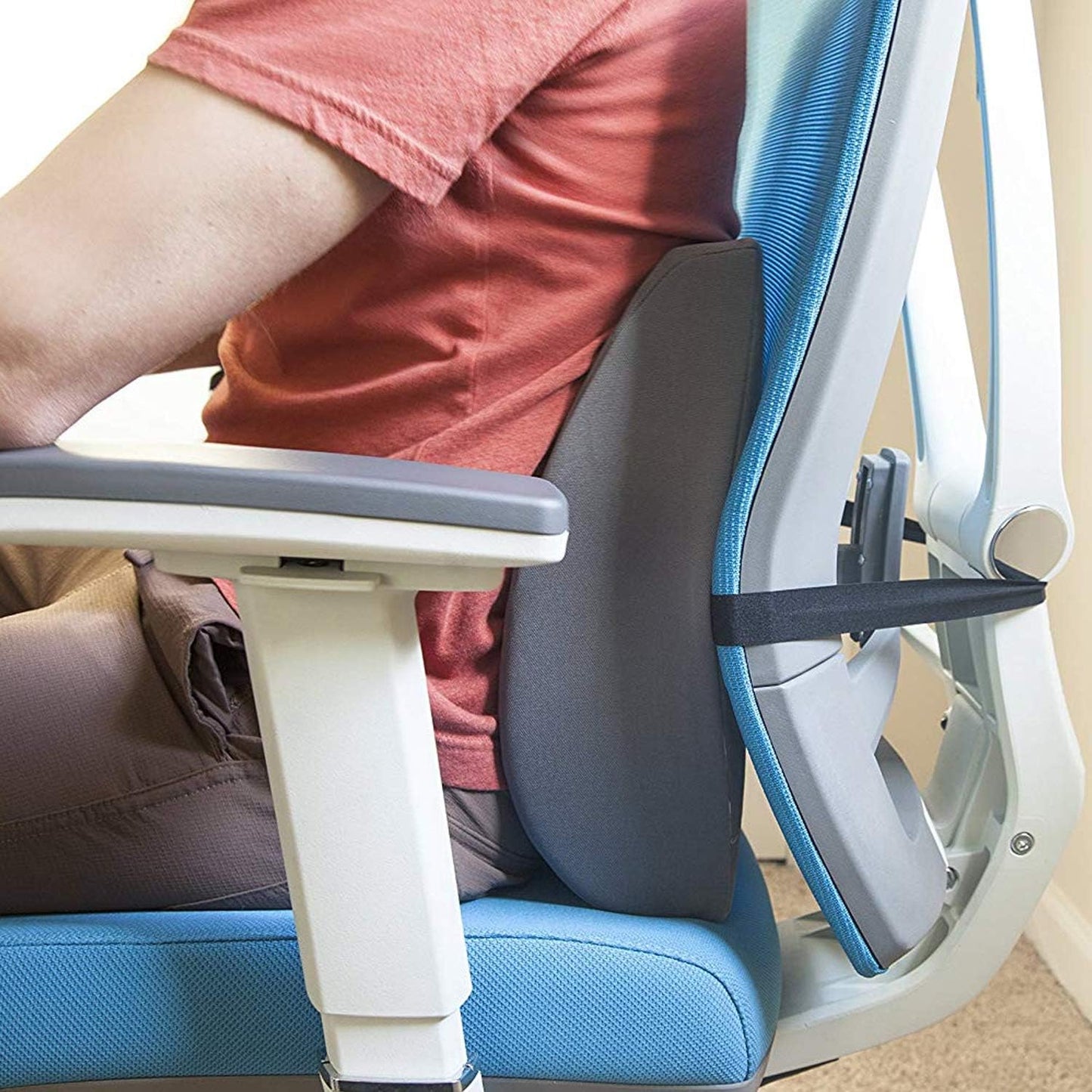 Large Lumbar Support Pillow – Ergonomic Memory Foam Back Cushion for Car Seat and Office Chair, Breathable Washable Cover