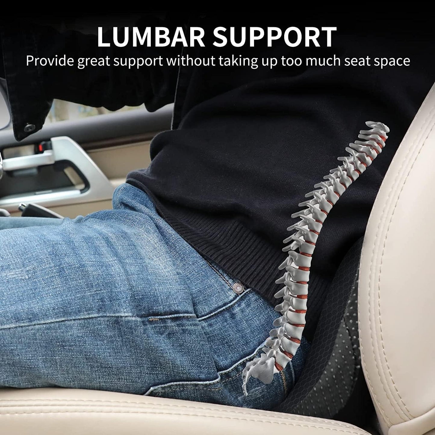 Ergonomic Wedge Seat Cushion – Memory Foam Lumbar Support Pillow for Car Seat, Office Chair, and Home, Non-Slip Breathable Cover, Removable & Washable