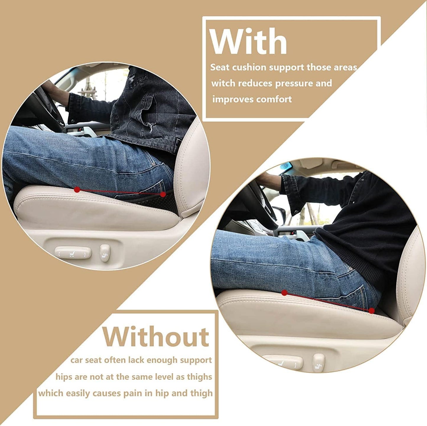 Ergonomic Wedge Seat Cushion – Memory Foam Lumbar Support Pillow for Car Seat, Office Chair, and Home, Non-Slip Breathable Cover, Removable & Washable