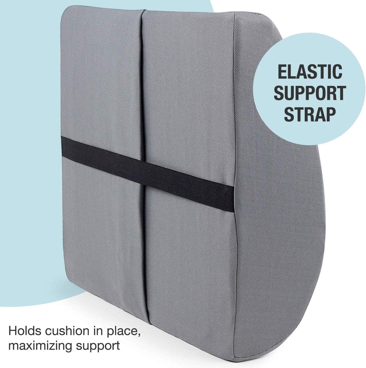 Large Lumbar Support Pillow – Ergonomic Memory Foam Back Cushion for Car Seat and Office Chair, Breathable Washable Cover