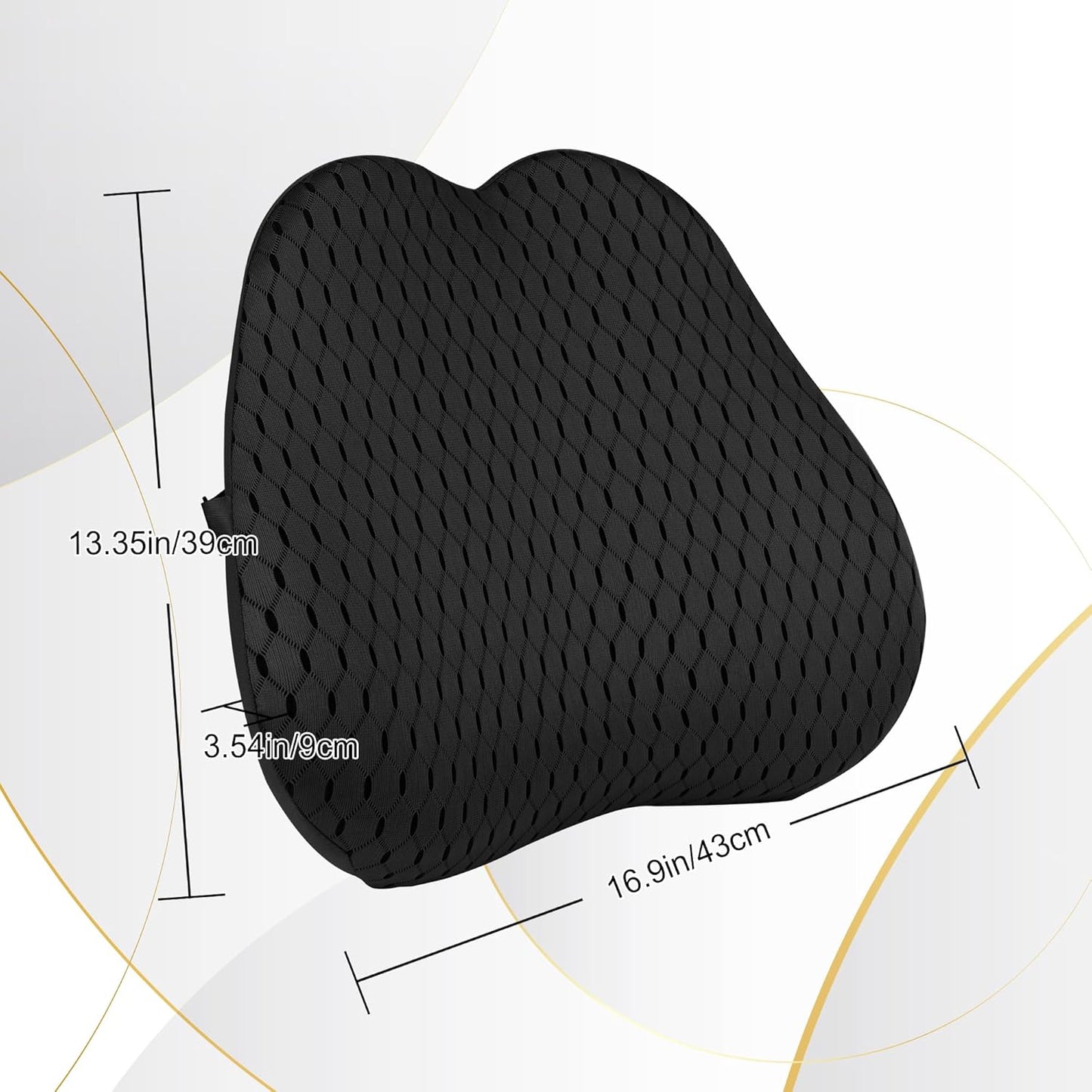 Large Size Car Lumbar Support Pillow – Ergonomic Memory Foam Back Cushion for Car, Office Chair, and Home Use – Washable Cover, Breathable and Comfortable