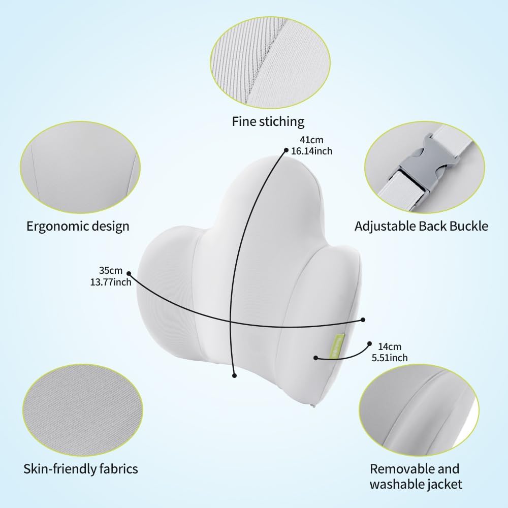 Ergonomic Multi-Zone Lumbar Support Pillow – Memory Foam Car Back Cushion for Lumbar, Spine & Tailbone Relief, Breathable Cover for Car Seat & Office Chair