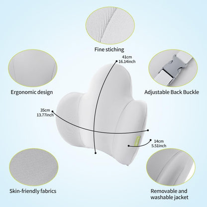 Ergonomic Multi-Zone Lumbar Support Pillow – Memory Foam Car Back Cushion for Lumbar, Spine & Tailbone Relief, Breathable Cover for Car Seat & Office Chair