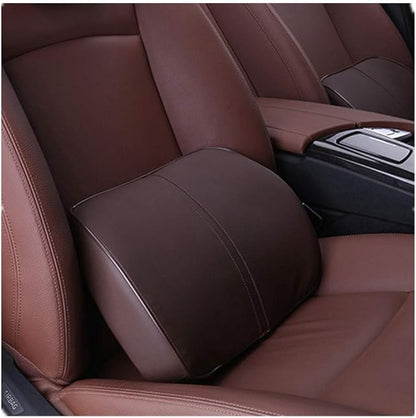 Genuine Leather Lumbar Support Pillow – Memory Foam Back Cushion for Car Seat and Office Chair, Ergonomic Waist Support, Easy-to-Clean Cover