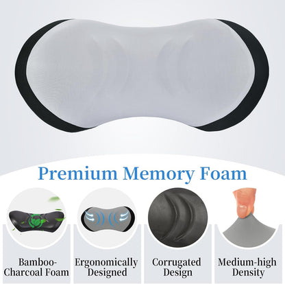 Bamboo Charcoal Memory Foam Lumbar Support Pillow – Ergonomic Back Cushion with Breathable Washable Cover for Car Seat and Office Chair