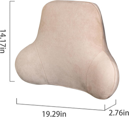 Wide Lumbar Support Pillow – Ergonomic Memory Foam Back Cushion for Car Seat and Office Chair, Suede-Feel Fabric, Removable & Washable Cover