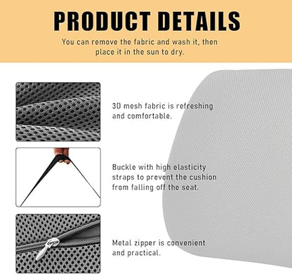 Ergonomic Lumbar Support Pillow – Memory Foam Back Cushion for Car Seat and Office Chair, Breathable Removable Cover, Posture Correction