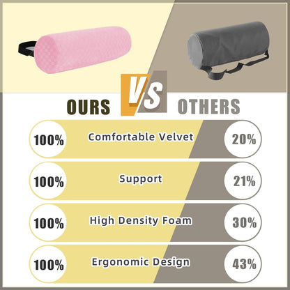 Pink Cylindrical Car Lumbar Support Pillow – Ergonomic Memory Foam Waist Cushion for Driving, Office, Home & Travel – Removable Washable Cover, Compact & Breathable Design