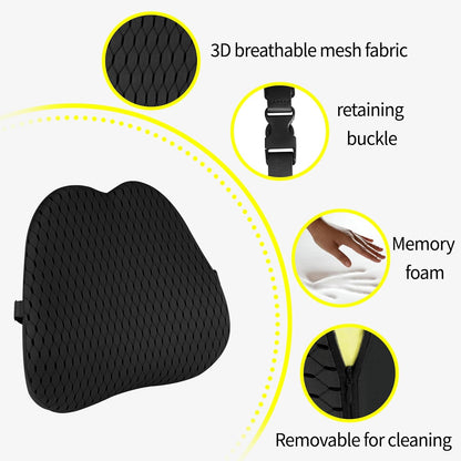 Large Size Car Lumbar Support Pillow – Ergonomic Memory Foam Back Cushion for Car, Office Chair, and Home Use – Washable Cover, Breathable and Comfortable