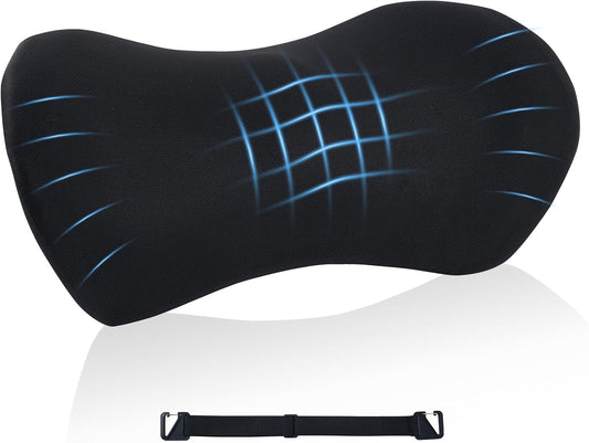 Portable Foldable Car Lumbar Support Pillow – Ergonomic Memory Foam Back Cushion with Washable Cover, Compact Travel-Friendly Design for Car, Office, and Home