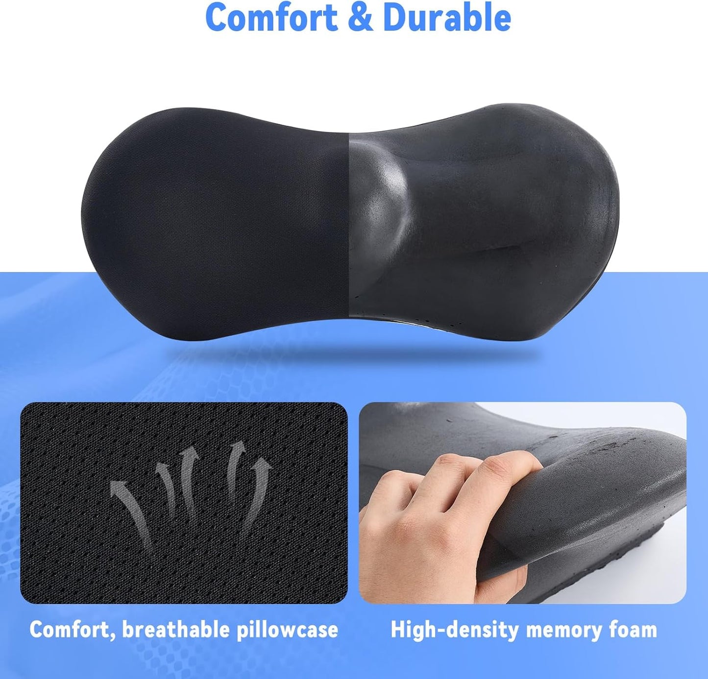 Portable Foldable Car Lumbar Support Pillow – Ergonomic Memory Foam Back Cushion with Washable Cover, Compact Travel-Friendly Design for Car, Office, and Home