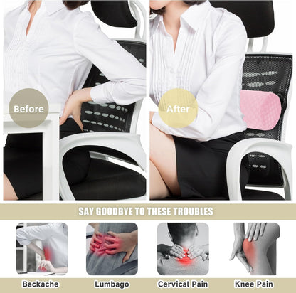 Pink Cylindrical Car Lumbar Support Pillow – Ergonomic Memory Foam Waist Cushion for Driving, Office, Home & Travel – Removable Washable Cover, Compact & Breathable Design