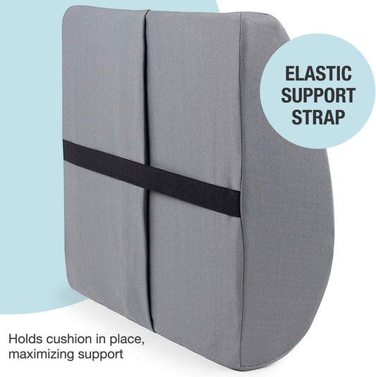 Large Lumbar Support Pillow – Ergonomic Memory Foam Back Cushion for Car Seat and Office Chair, Breathable Washable Cover