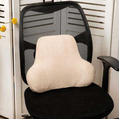 Wide Lumbar Support Pillow – Ergonomic Memory Foam Back Cushion for Car Seat and Office Chair, Suede-Feel Fabric, Removable & Washable Cover