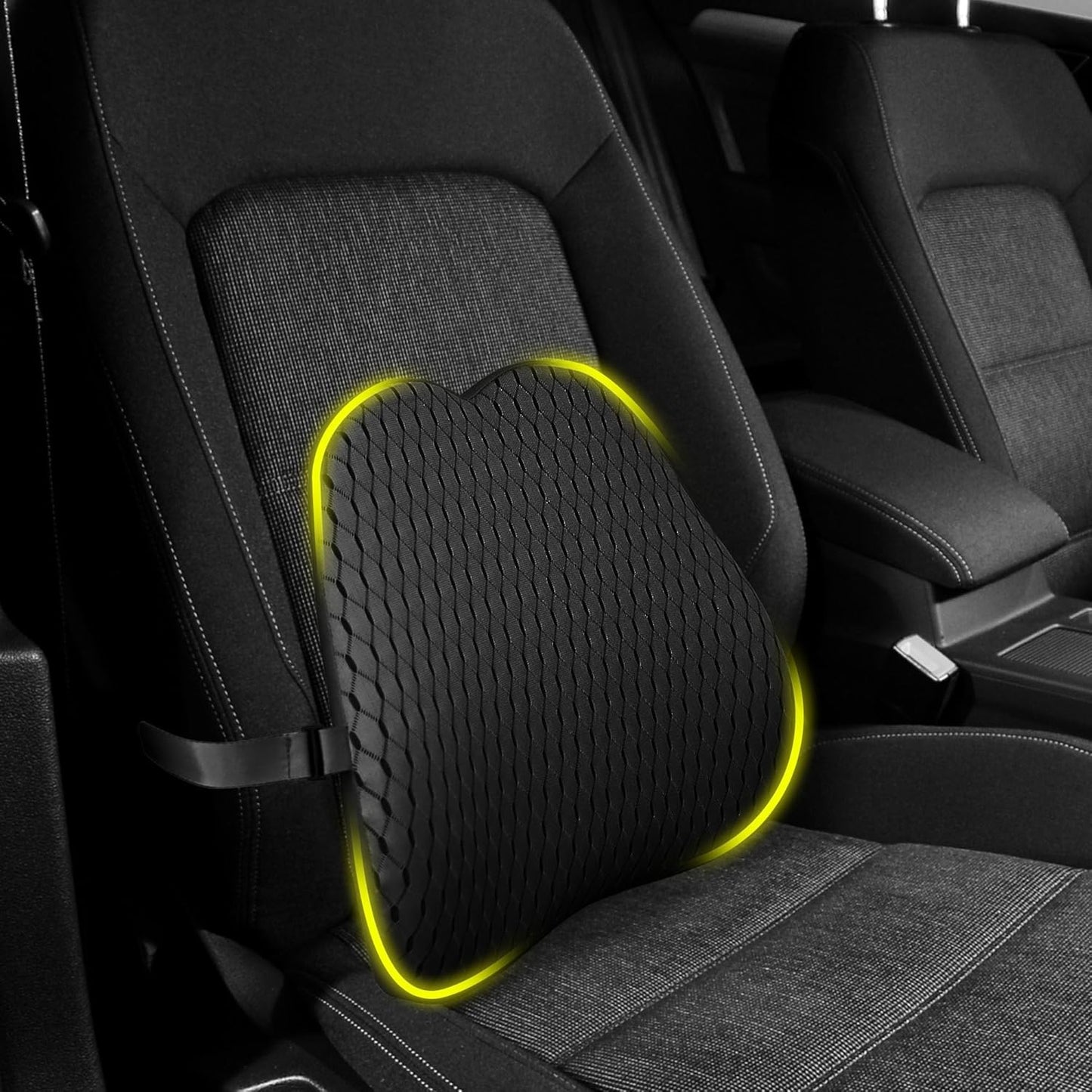 Large Size Car Lumbar Support Pillow – Ergonomic Memory Foam Back Cushion for Car, Office Chair, and Home Use – Washable Cover, Breathable and Comfortable