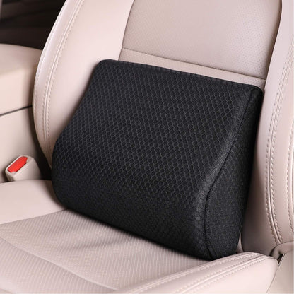 Lumbar Support Pillow for Car and Office – Ergonomic Memory Foam Back Cushion with Breathable Washable Cover