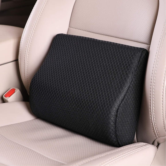 Lumbar Support Pillow for Car and Office – Ergonomic Memory Foam Back Cushion with Breathable Washable Cover