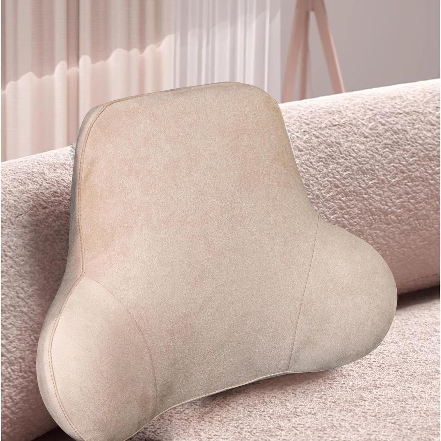 Wide Lumbar Support Pillow – Ergonomic Memory Foam Back Cushion for Car Seat and Office Chair, Suede-Feel Fabric, Removable & Washable Cover