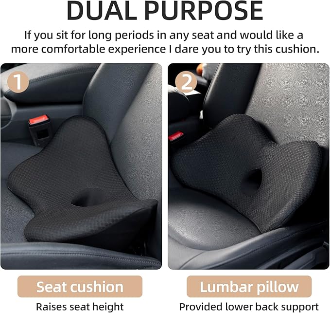 Ergonomic Lumbar Support Pillow with Ventilation Hole – Memory Foam Back Cushion for Car Seat, Office Chair, and Home