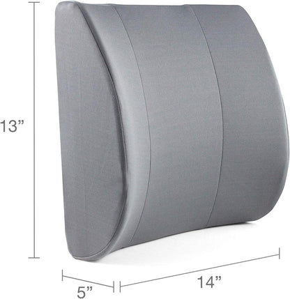 Large Lumbar Support Pillow – Ergonomic Memory Foam Back Cushion for Car Seat and Office Chair, Breathable Washable Cover