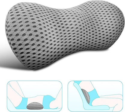 Lumbar Support Pillow for Car and Office – Ergonomic Memory Foam Back Cushion with 4D Breathable Mesh Cover, Removable & Washable