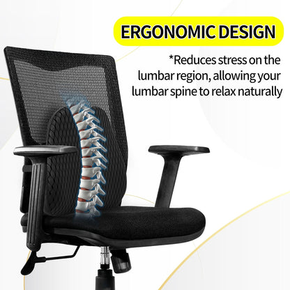 Large Size Car Lumbar Support Pillow – Ergonomic Memory Foam Back Cushion for Car, Office Chair, and Home Use – Washable Cover, Breathable and Comfortable